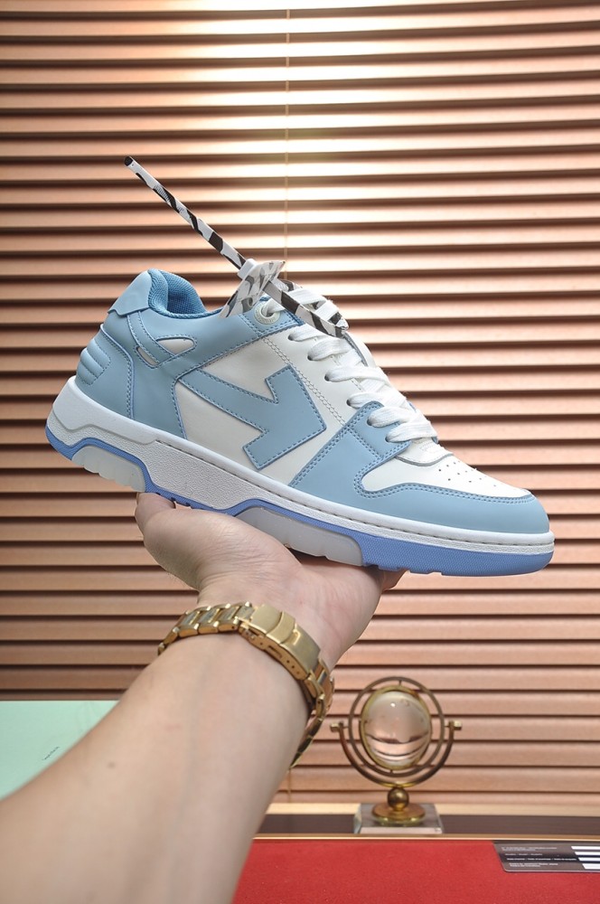 OFF-WHITE OOO Low Out Of Office Calf Leather White Light Blue
