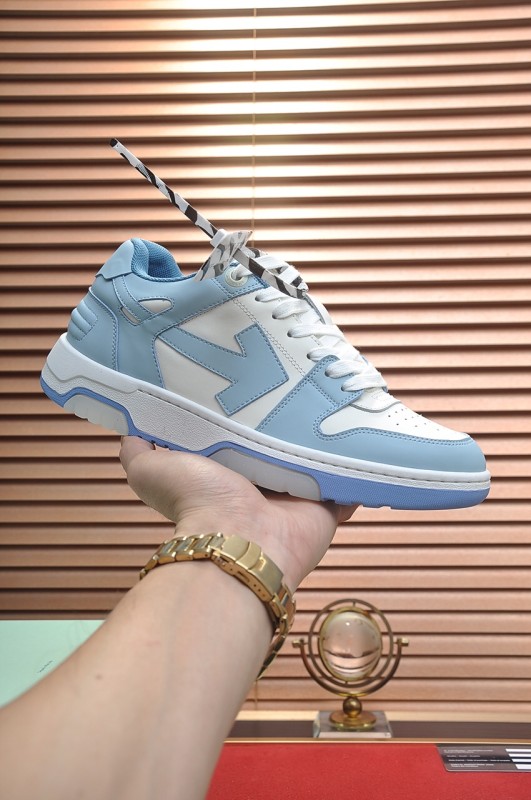 OFF-WHITE OOO Low Out Of Office Calf Leather White Light Blue