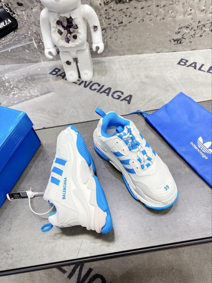 Balenciaga x adidas Triple S White Blue