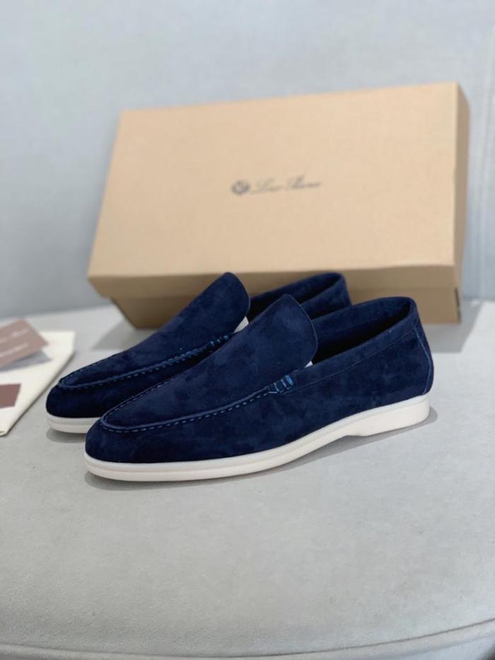 Loro Piana Summer Walk Loafers Suede Navy blue