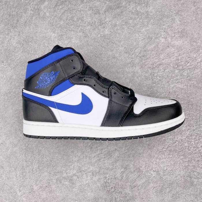 Jordan 1 Mid White Black Racer Blue