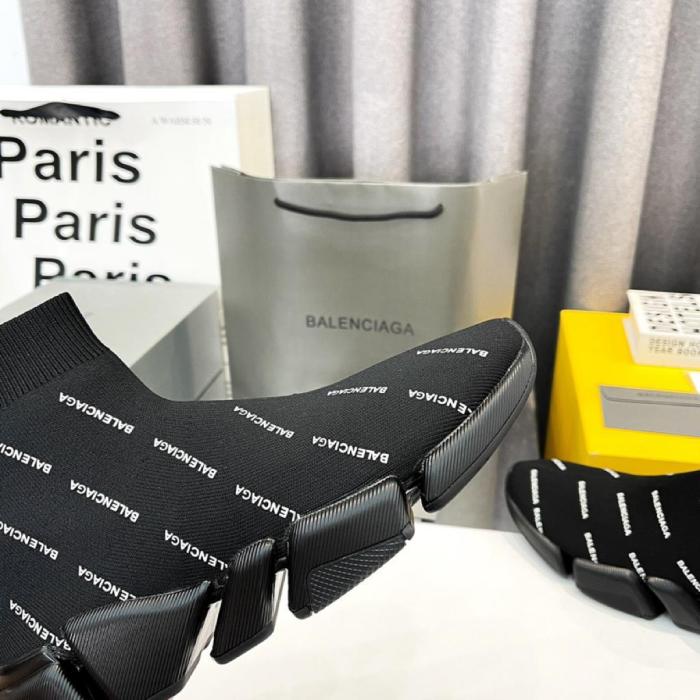 Balenciaga Speed Trainer 2.0 All Over Logo Black White