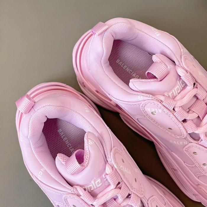 Balenciaga All Over Logo Triple S Pink White