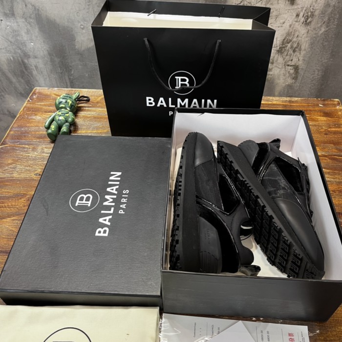 Balmain Velvet nylon and mesh low-top Racer sneaker 20