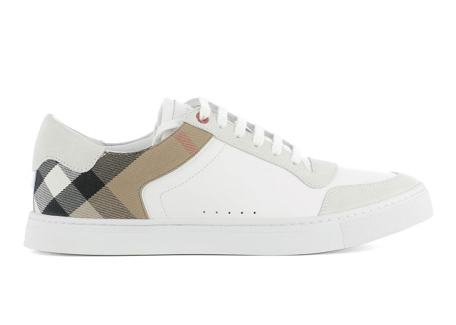 Burberry Leather Suede and House Check Sneakers Optic White