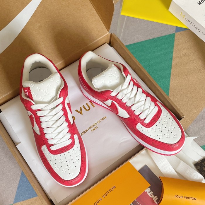 Louis Vuitton Nike Air Force 1 Low By Virgil Abloh White Red