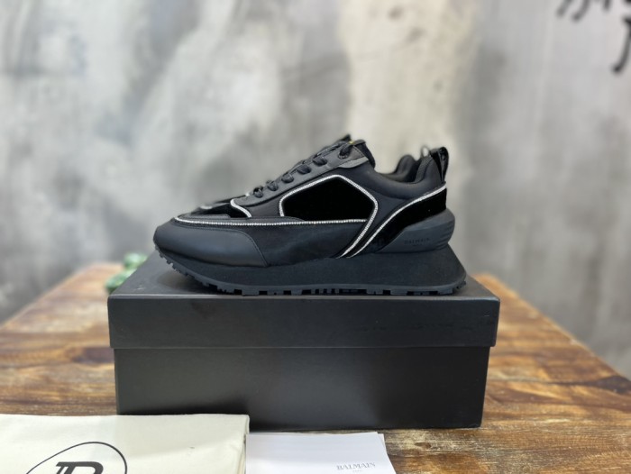 Balmain Velvet nylon and mesh low-top Racer sneaker 23