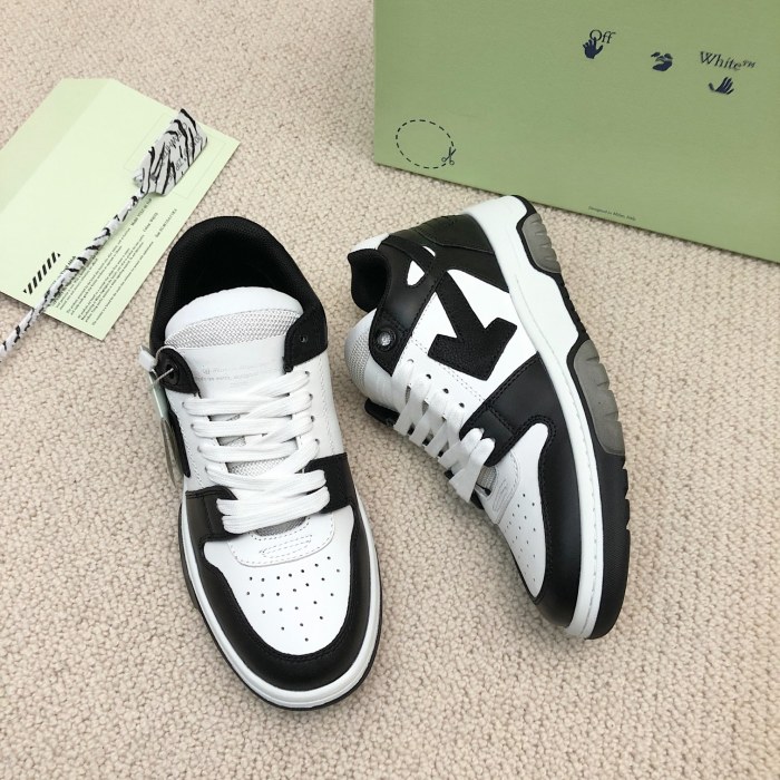 OFF-WHITE Out Of Office OOO Low Tops White Black White