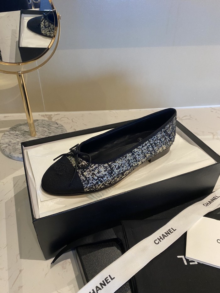 Chanel Ballerinas Fabric & Grosgrain 35