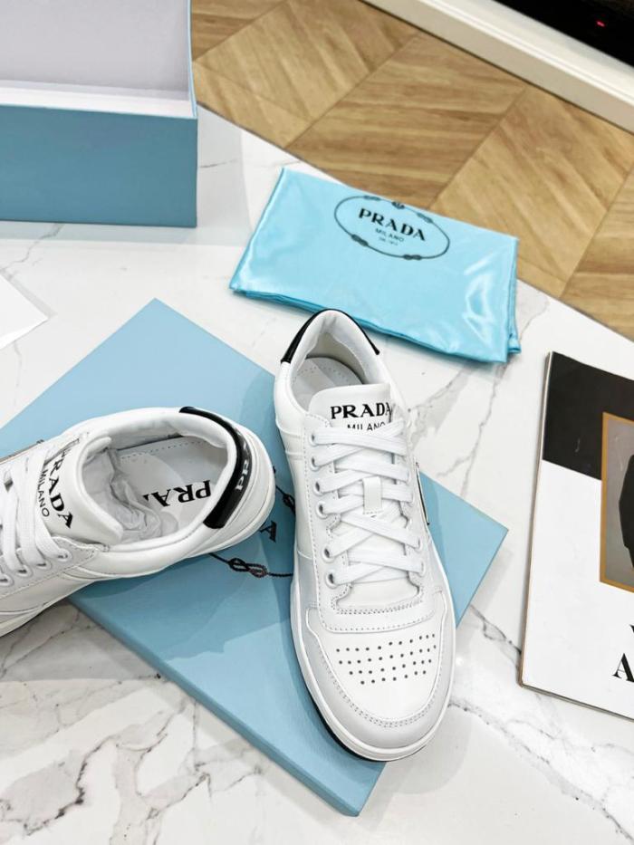 Prada Downtown Low Top Sneakers Leather White White Black