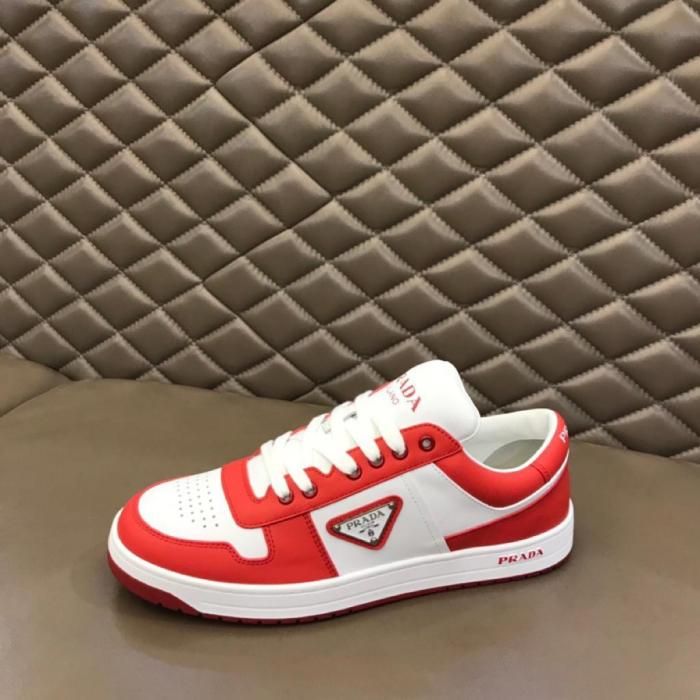 Prada Downtown Low Top Sneakers Leather White Orange