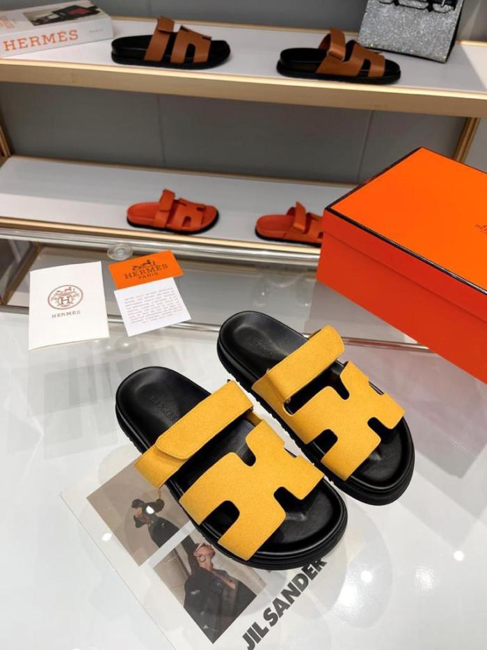 Hermes Chypre sandal Yellow suede