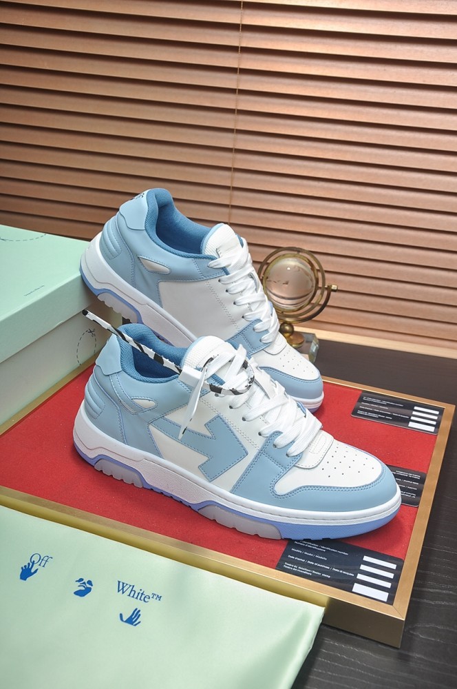 OFF-WHITE OOO Low Out Of Office Calf Leather White Light Blue