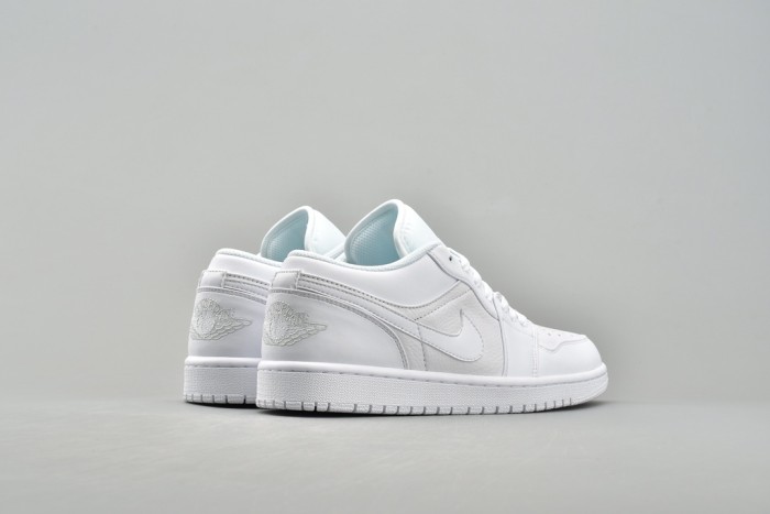Jordan 1 Low Triple White Tumbled Leather