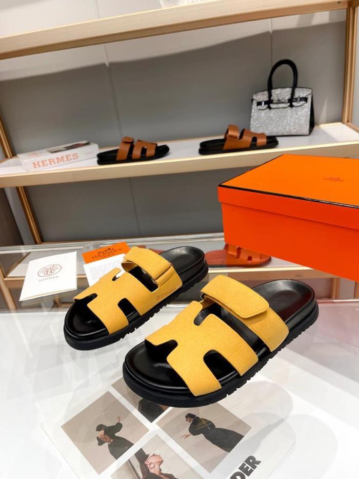 Hermes Chypre sandal Yellow suede