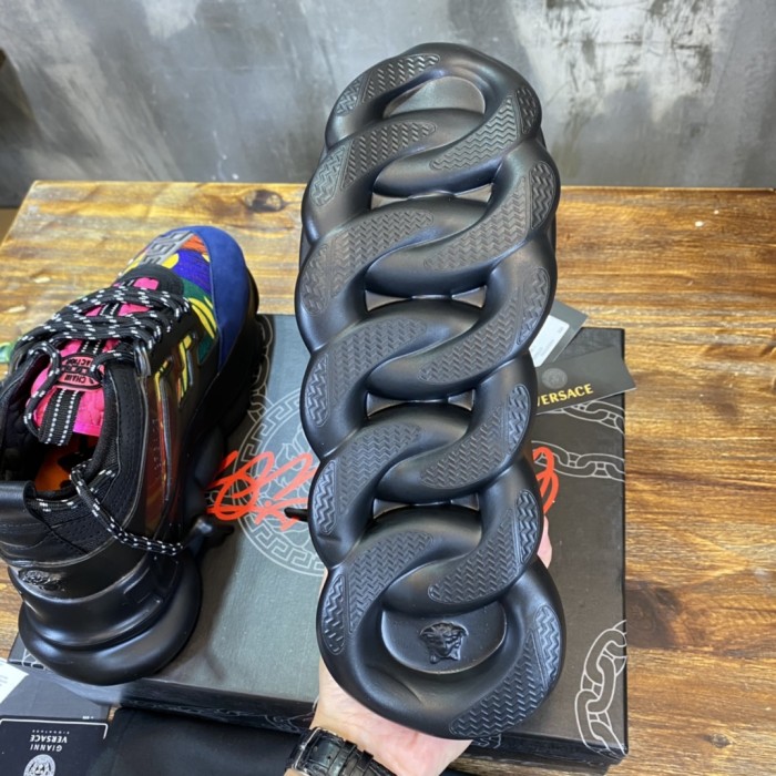 Versace Chain Reaction Black Multi-Color Rubber Suede