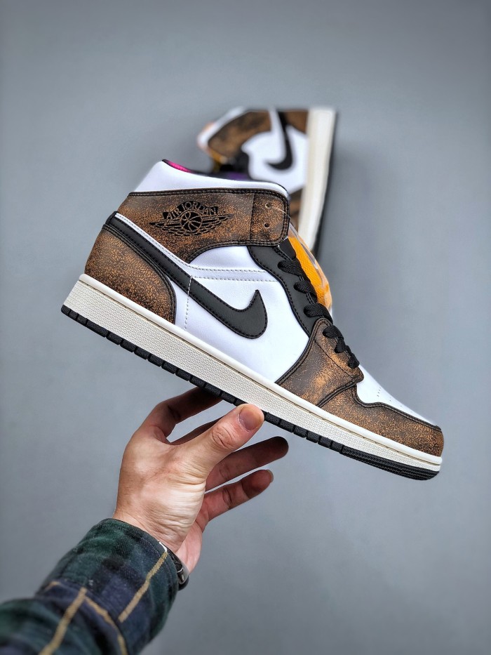 Jordan 1 Mid SE Orange Wear Away