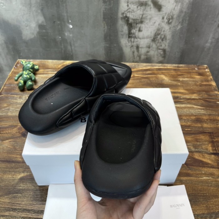 Balmain Quilted leather B-IT mules 4