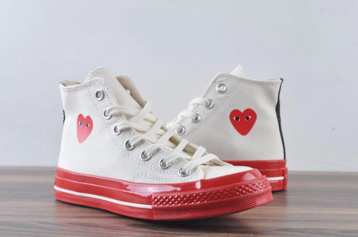 Converse Chuck Taylor All-Star 70 Hi Comme des Garcons PLAY Egret Red Midsole