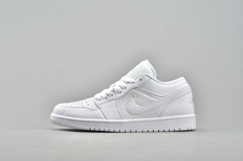 Jordan 1 Low Triple White Tumbled Leather