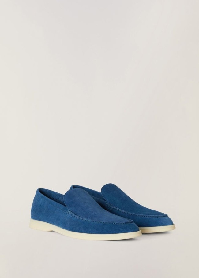 Loro Piana Summer Walk Loafers Suede Azure
