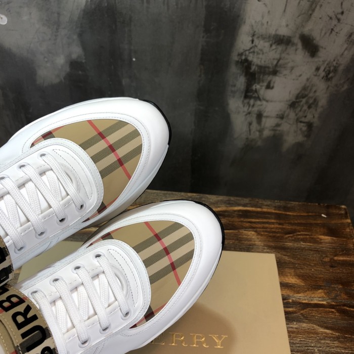 Burberry Vintage Check Leather Beige White
