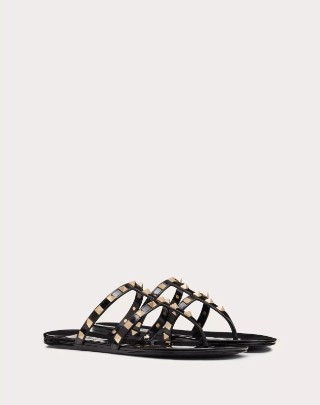 Valentino Garavani Rockstud rubber sandal BLACK
