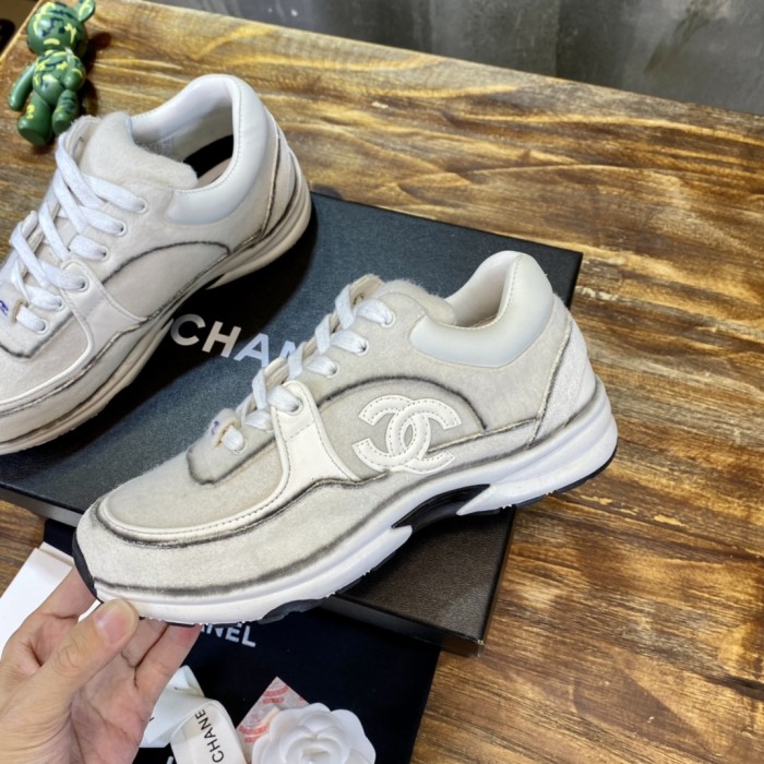 Chanel Fabric & Suede Calfskin Low Top Sneaker 42