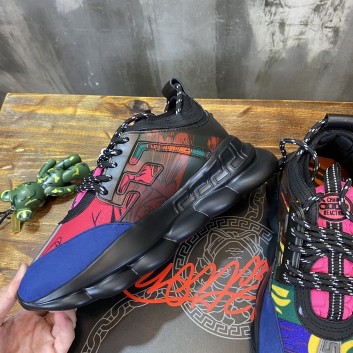 Versace Chain Reaction Black Multi-Color Rubber Suede