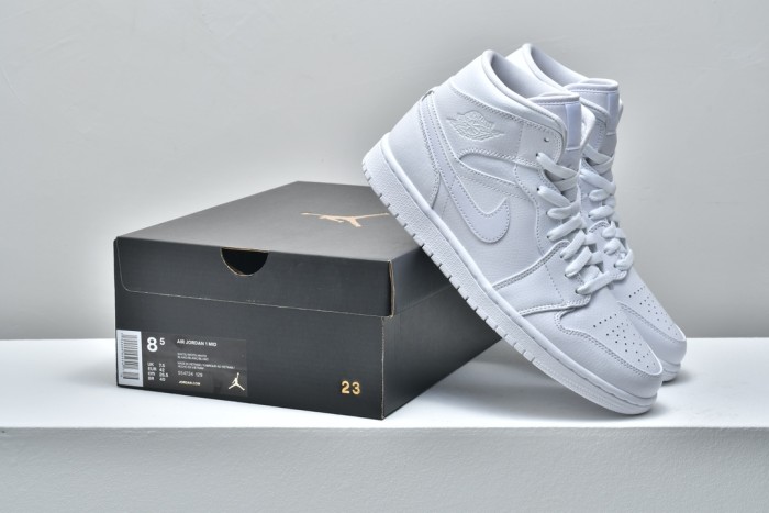 Jordan 1 Mid Triple White