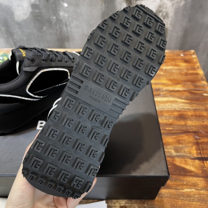 Balmain Velvet nylon and mesh low-top Racer sneaker 23