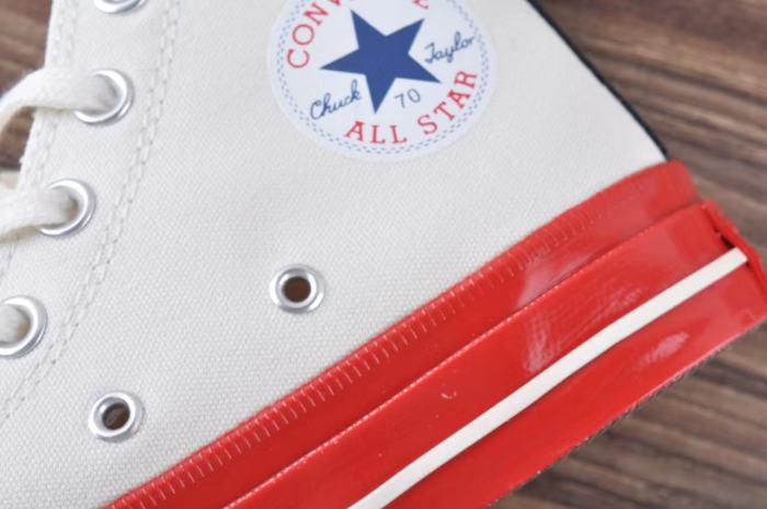 Converse Chuck Taylor All-Star 70 Hi Comme des Garcons PLAY Egret Red Midsole