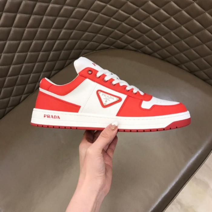 Prada Downtown Low Top Sneakers Leather White Orange
