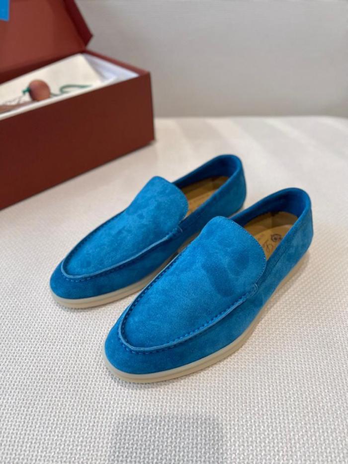Loro Piana Summer Walk Loafers Suede Azure