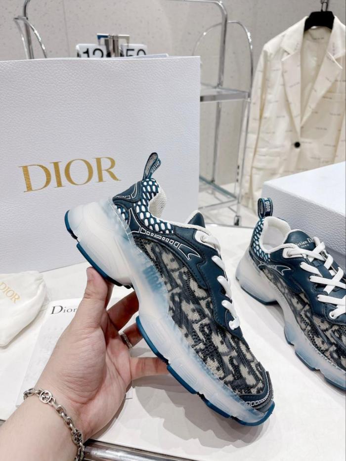 DIOR VIBE SNEAKER Deep Blue Dior Oblique Technical Fabric and Transparent Rubber