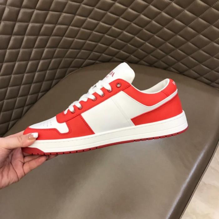 Prada Downtown Low Top Sneakers Leather White Orange