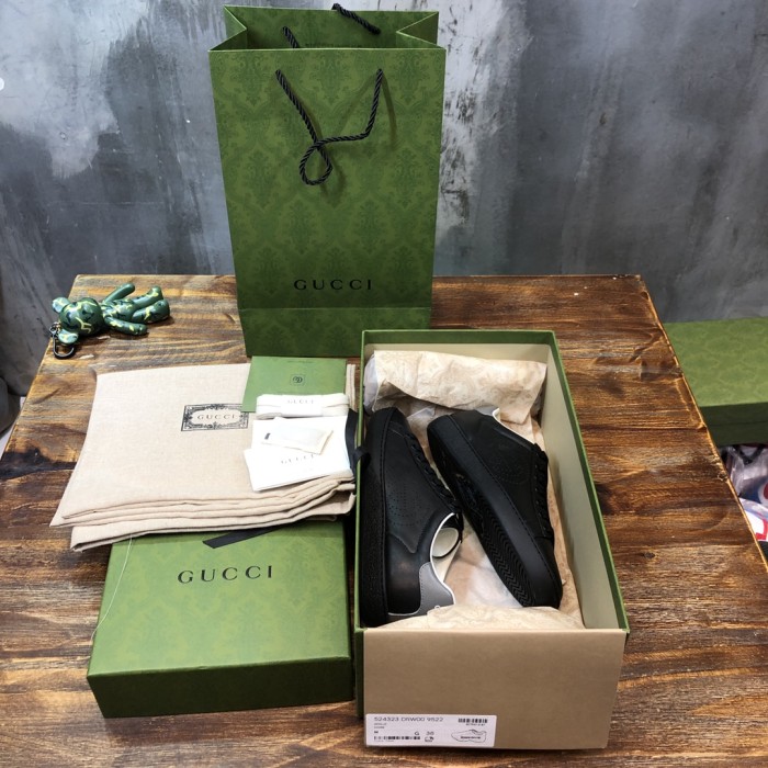 Gucci Ace Perforated Interlocking G Black