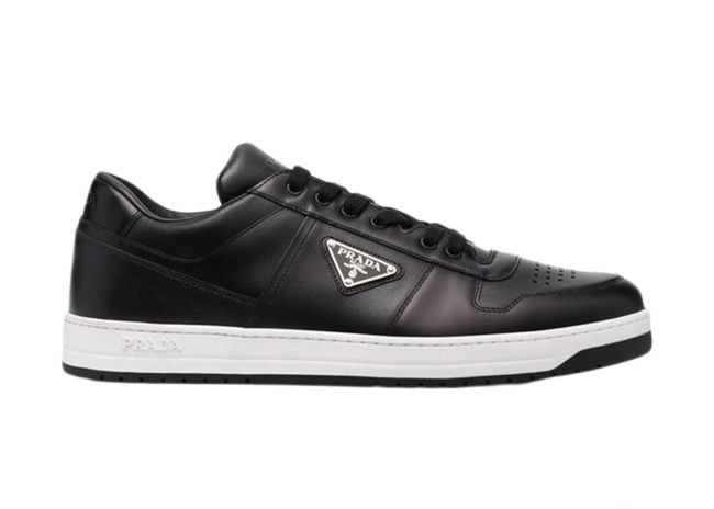 Prada Downtown Low Top Sneakers Leather Black Black White