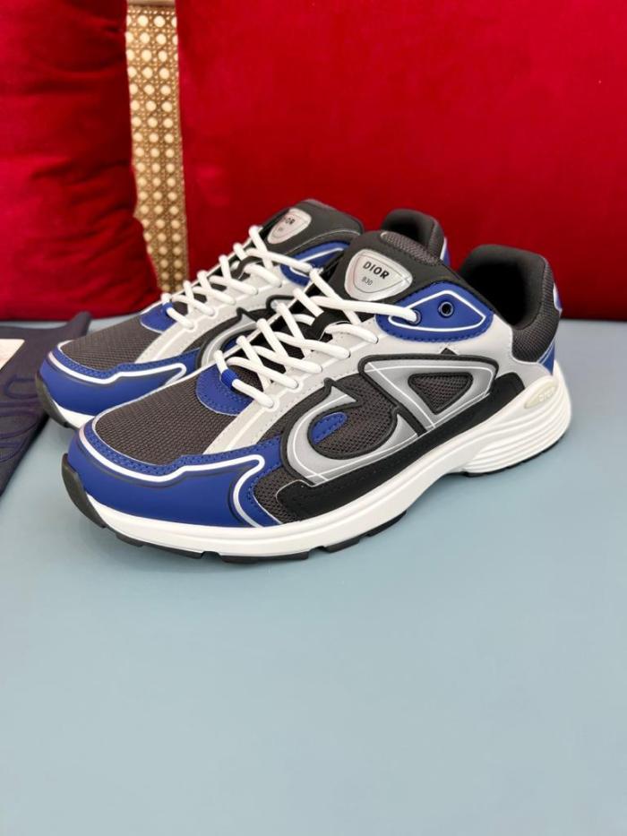 Dior B30 SNEAKERS Anthracite mesh and black, blue and Dior gray technical fabrics