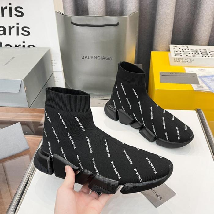 Balenciaga Speed Trainer 2.0 All Over Logo Black White