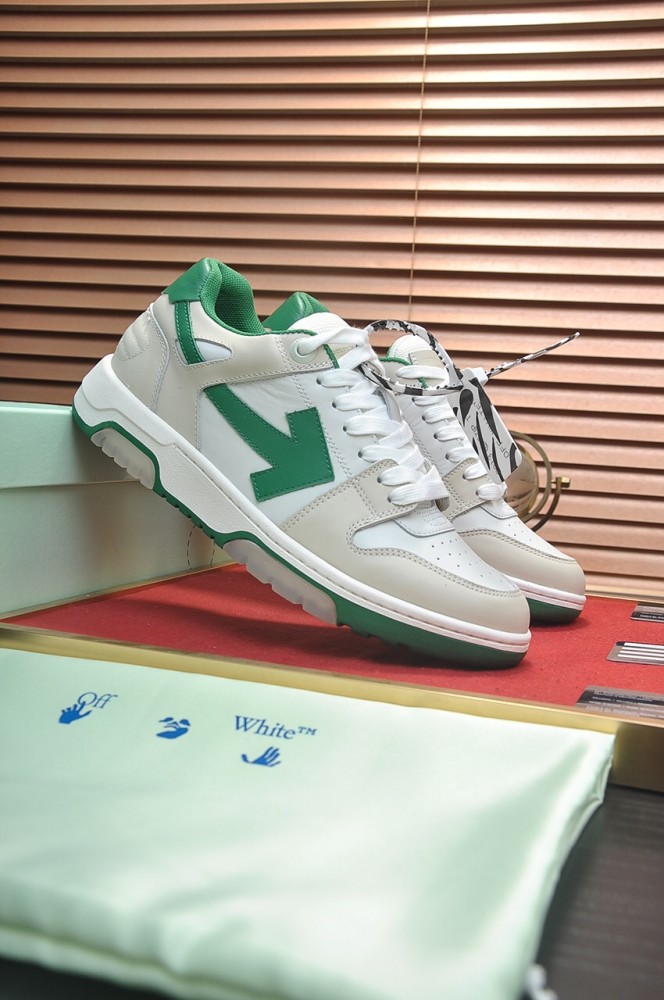 OFF-WHITE Out Of Office OOO Low Tops White Green 2021