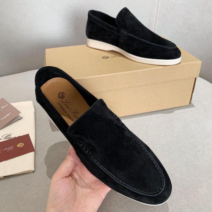 Loro Piana Summer Walk Loafers Suede Black