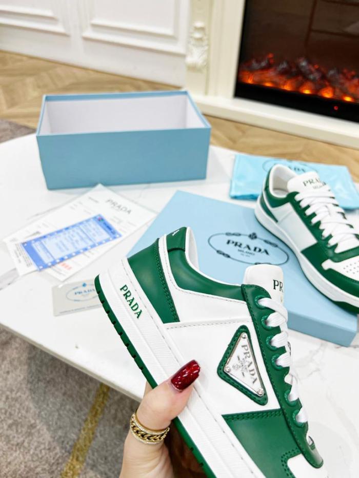 Prada Downtown Low Top Sneakers Leather White Mango