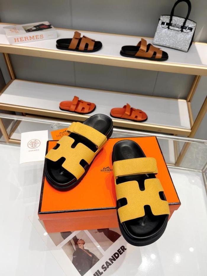 Hermes Chypre sandal Yellow suede