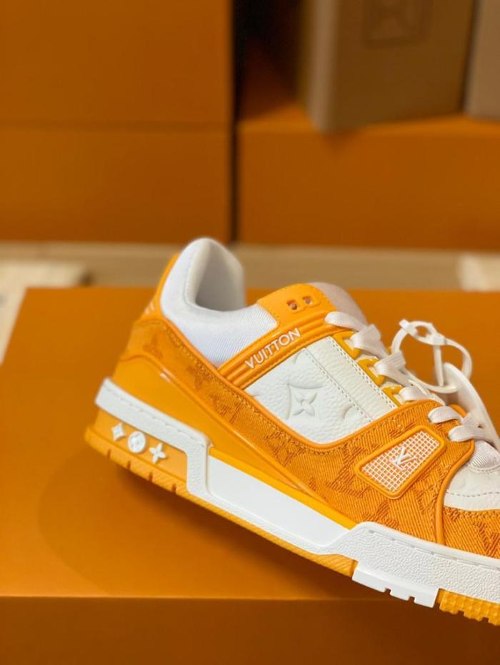 Louis Vuitton Trainer Yellow Monogram Denim White