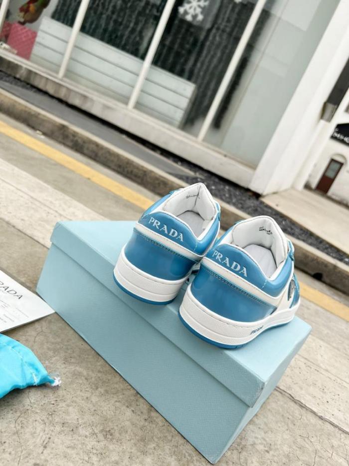 Prada Downtown Low Top Sneakers Leather White Light Blue