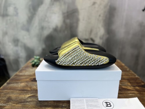 Balmain Quilted leather B-IT mules 3