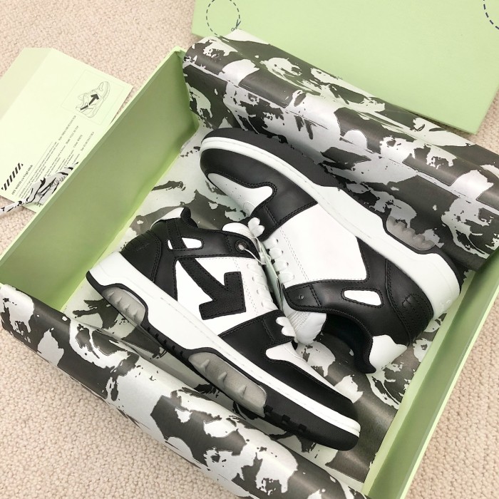 OFF-WHITE Out Of Office OOO Low Tops White Black White