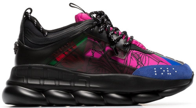 Versace Chain Reaction Black Multi-Color Rubber Suede
