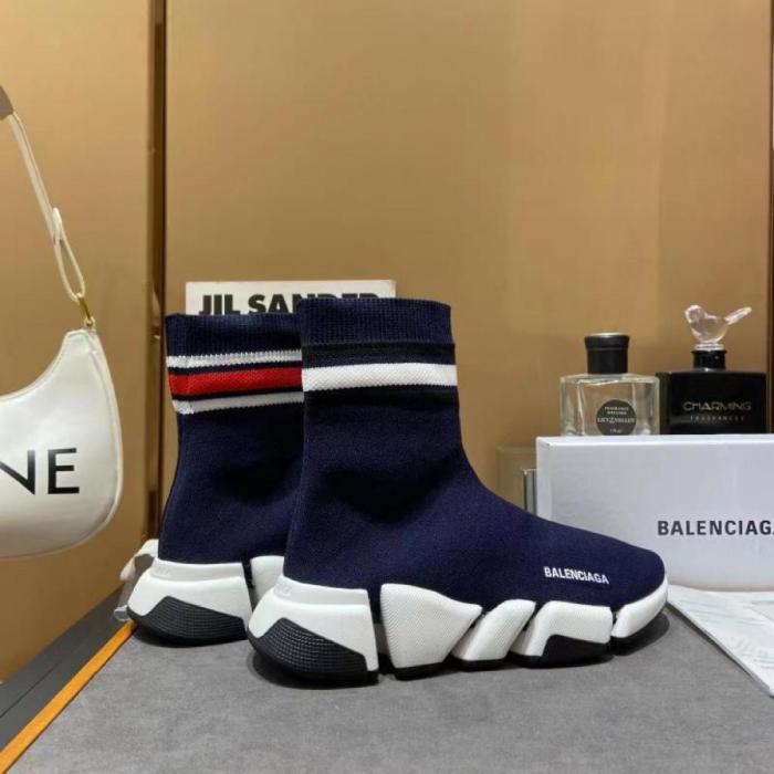 Balenciaga Speed 2.0 Striped Navy Blue Black White (W)